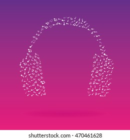 headphones creative isolated. musical notes. signs and simbols vector illustration. eps10