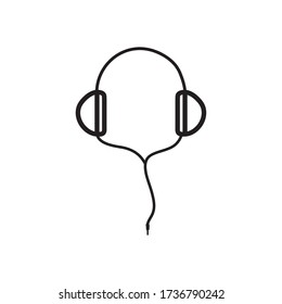 headphones device icon over white background, line style, vector illustration