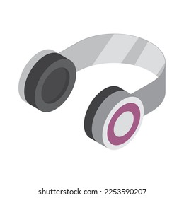 icono de tecnología de dispositivo de auriculares isométrico