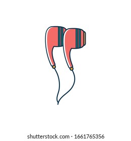 headphones device technology melody sound music vector illustration line and fill style