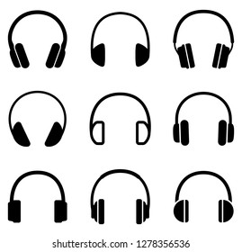 Headphones different icons set. Vector illustration