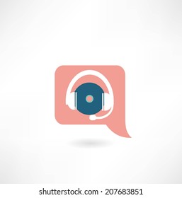 Headphones with a disk icon