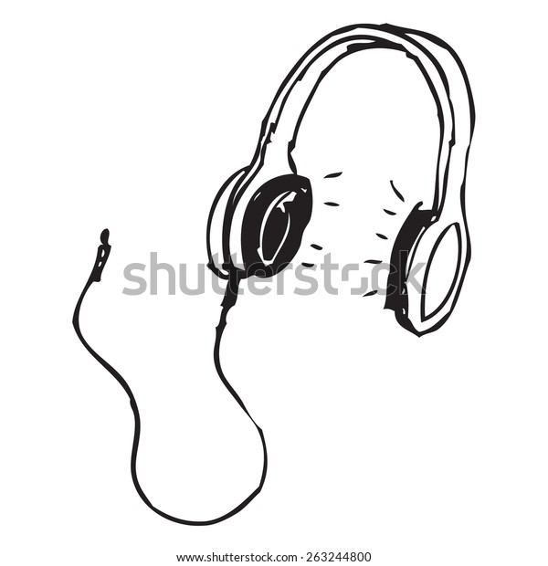 Headphones Doodle Stock Vector (Royalty Free) 263244800