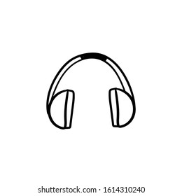 headphones doodle icon vector hand drawing 
