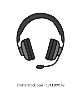 headphones doodle icon, vector illustration