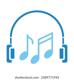 Headphones dual tone blue color, mini illustration icon. use for modern concept, print, UI, UX kit, web and app development. Vector EPS 10, related to entertainment, festival, funfair and hobbies.