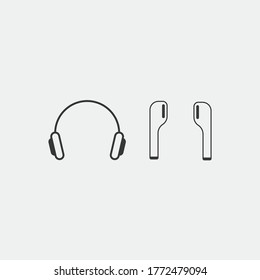 headphones and ear pods vector icon set