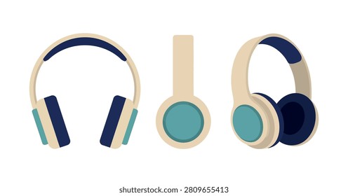 Headphones And Earbuds A Vector Illustration With Pale Tones