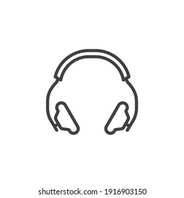 Headphones, earmuffs line icon. linear style sign for mobile concept and web design. Hearing protection outline vector icon. Symbol, logo illustration. Vector graphics