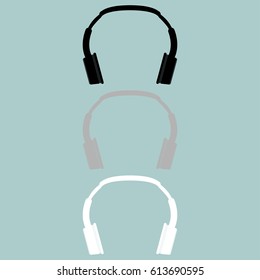 Headphones earphones double head receiver earpieces icon. Set icons.