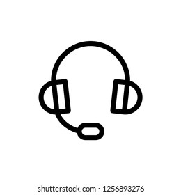 Headphones earphones flat icon. Headset illustration.