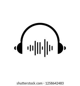 Headphones earphones flat icon. Headset illustration.