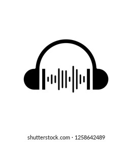 Headphones earphones flat icon. Headset illustration.