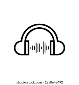 Headphones earphones flat icon. Headset illustration.