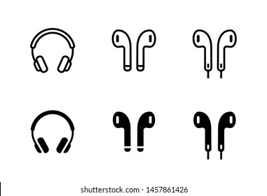 Headphones earphones flat icon. Headset silhouette