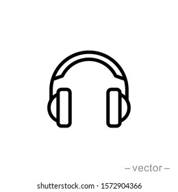 Headphones earphones flat icon. Headset silhouette