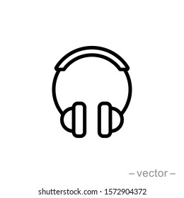 Headphones earphones flat icon. Headset silhouette