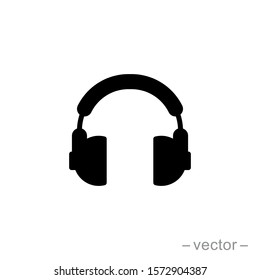 Headphones earphones flat icon. Headset silhouette