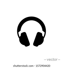 Headphones Earphones Flat Icon Headset Silhouette Stock Vector (Royalty ...