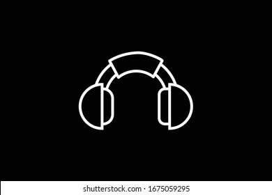 Headphones earphones flat icon. Headset silhouette