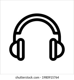 Headphones earphones flat icon. Headset silhouette on white background. color editable