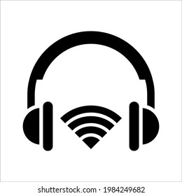 Headphones earphones flat icon. Headset silhouette on white background. color editable