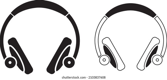 Headphones earphones flat icon. Headset silhouette vector art..eps