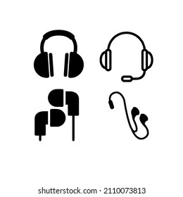 Headphones earphones flat icon. Headset silhouette can used for t shirt, cup