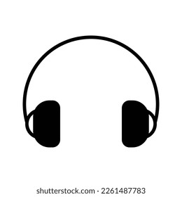 Headphones earphones flat icon. Headset silhouette Isolated on a white background
