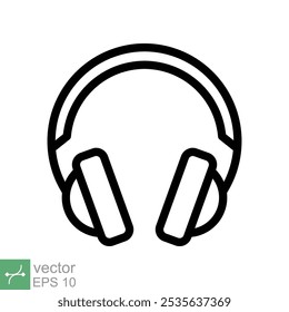 Fones de ouvido fones de ouvido ícone plano. Estilo de contorno simples. Fone de ouvido, pictograma, ouvir música, fone de ouvido sem fio, conceito de tecnologia. Ilustração de vetor de linha isolada no fundo branco. EPS 10.