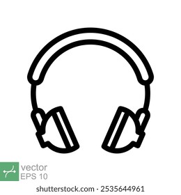 Fones de ouvido fones de ouvido ícone plano. Estilo de contorno simples. Fone de ouvido, pictograma, ouvir música, fone de ouvido sem fio, conceito de tecnologia. Ilustração de vetor de linha isolada no fundo branco. EPS 10.