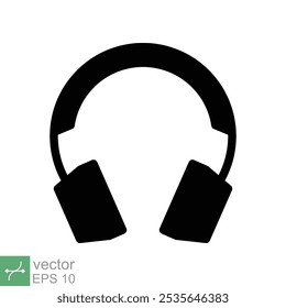 Fones de ouvido fones de ouvido ícone plano. Estilo sólido simples. Fone de ouvido, pictograma, ouvir música, fone de ouvido sem fio, conceito de tecnologia. Ilustração de vetor de glifo isolada no plano de fundo branco. EPS 10.