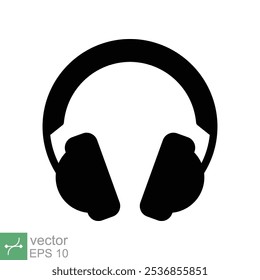 Fones de ouvido fones de ouvido ícone plano. Estilo sólido simples. Fone de ouvido, pictograma, ouvir música, fone de ouvido sem fio, conceito de tecnologia. Ilustração de vetor de glifo isolada no plano de fundo branco. EPS 10.