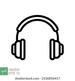 Fones de ouvido fones de ouvido ícone plano. Estilo de contorno simples. Fone de ouvido, pictograma, ouvir música, fone de ouvido sem fio, conceito de tecnologia. Ilustração de vetor de linha isolada no fundo branco. EPS 10.