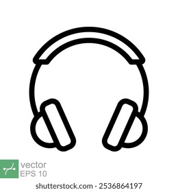 Fones de ouvido fones de ouvido ícone plano. Estilo de contorno simples. Fone de ouvido, pictograma, ouvir música, fone de ouvido sem fio, conceito de tecnologia. Ilustração de vetor de linha isolada no fundo branco. EPS 10.