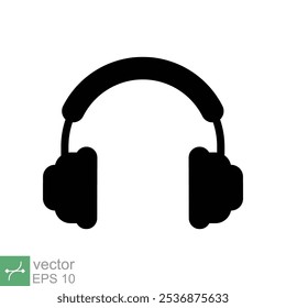 Fones de ouvido fones de ouvido ícone plano. Estilo sólido simples. Fone de ouvido, pictograma, ouvir música, fone de ouvido sem fio, conceito de tecnologia. Ilustração de vetor de glifo isolada no plano de fundo branco. EPS 10.