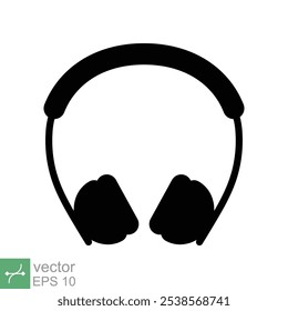 Fones de ouvido fones de ouvido ícone plano. Estilo sólido simples. Fone de ouvido, pictograma, ouvir música, fone de ouvido sem fio, conceito de tecnologia. Ilustração de vetor de glifo isolada no plano de fundo branco. EPS 10.