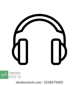 Fones de ouvido fones de ouvido ícone plano. Estilo de contorno simples. Fone de ouvido, pictograma, ouvir música, fone de ouvido sem fio, conceito de tecnologia. Ilustração de vetor de linha isolada no fundo branco. EPS 10.