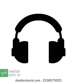 Fones de ouvido fones de ouvido ícone plano. Estilo sólido simples. Fone de ouvido, pictograma, ouvir música, fone de ouvido sem fio, conceito de tecnologia. Ilustração de vetor de glifo isolada no plano de fundo branco. EPS 10.