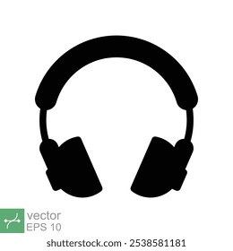 Fones de ouvido fones de ouvido ícone plano. Estilo sólido simples. Fone de ouvido, pictograma, ouvir música, fone de ouvido sem fio, conceito de tecnologia. Ilustração de vetor de glifo isolada no plano de fundo branco. EPS 10.