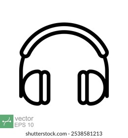 Fones de ouvido fones de ouvido ícone plano. Estilo de contorno simples. Fone de ouvido, pictograma, ouvir música, fone de ouvido sem fio, conceito de tecnologia. Ilustração de vetor de linha isolada no fundo branco. EPS 10.