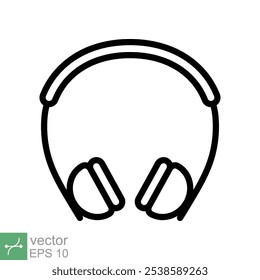 Fones de ouvido fones de ouvido ícone plano. Estilo de contorno simples. Fone de ouvido, pictograma, ouvir música, fone de ouvido sem fio, conceito de tecnologia. Ilustração de vetor de linha isolada no fundo branco. EPS 10.