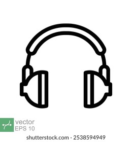 Fones de ouvido fones de ouvido ícone plano. Estilo de contorno simples. Fone de ouvido, pictograma, ouvir música, fone de ouvido sem fio, conceito de tecnologia. Ilustração de vetor de linha isolada no fundo branco. EPS 10.