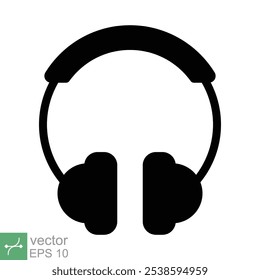 Headphones earphones flat icon. Simple solid style. Headphone, pictogram, listen music, wireless ear phone, technology concept. Glyph vector illustration isolated on white background. EPS 10.