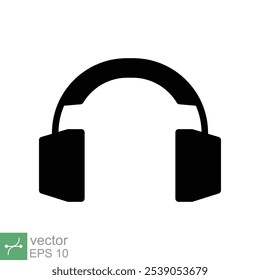 Fones de ouvido fones de ouvido ícone plano. Estilo sólido simples. Fone de ouvido, pictograma, ouvir música, fone de ouvido sem fio, conceito de tecnologia. Ilustração de vetor de glifo isolada no plano de fundo branco. EPS 10.