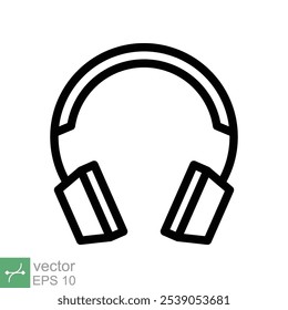 Headphones earphones flat icon. Simple outline style. Headphone, pictogram, listen music, wireless ear phone, technology concept. Line vector illustration isolated on white background. EPS 10.