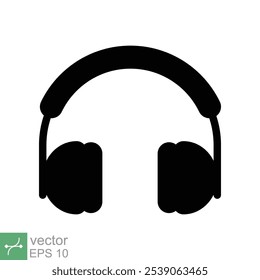 Fones de ouvido fones de ouvido ícone plano. Estilo sólido simples. Fone de ouvido, pictograma, ouvir música, fone de ouvido sem fio, conceito de tecnologia. Ilustração de vetor de glifo isolada no plano de fundo branco. EPS 10.