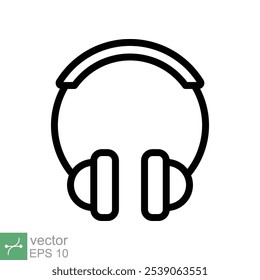 Fones de ouvido fones de ouvido ícone plano. Estilo de contorno simples. Fone de ouvido, pictograma, ouvir música, fone de ouvido sem fio, conceito de tecnologia. Ilustração de vetor de linha isolada no fundo branco. EPS 10.