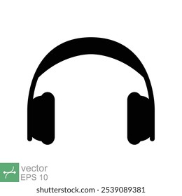 Fones de ouvido fones de ouvido ícone plano. Estilo sólido simples. Fone de ouvido, pictograma, ouvir música, fone de ouvido sem fio, conceito de tecnologia. Ilustração de vetor de glifo isolada no plano de fundo branco. EPS 10.