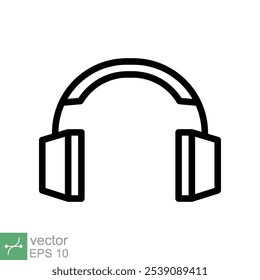 Headphones earphones flat icon. Simple outline style. Headphone, pictogram, listen music, wireless ear phone, technology concept. Line vector illustration isolated on white background. EPS 10.